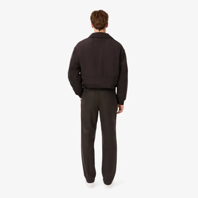 Pantalon droit en laine à motif chevrons pour homme