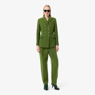 Pantalon droit sur mesure en laine flammée de la collection Runway