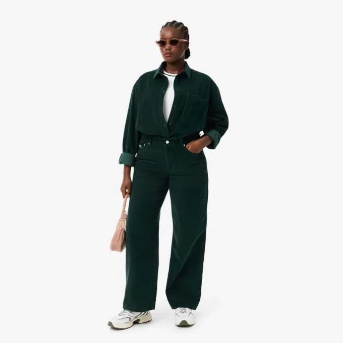 Pantalon en velours côtelé à jambes larges pour femme Pantalon en velours côtelé à jambes larges pour femme