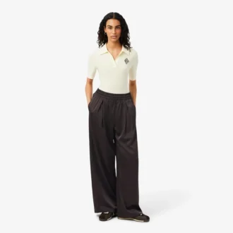 Pantalon oversize en satin élastiqué