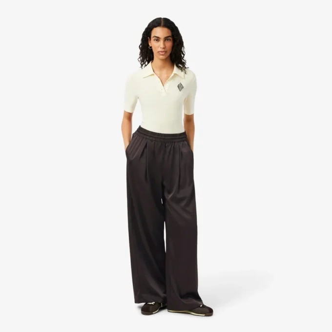 Pantalon oversize en satin élastiqué Pantalon oversize en satin élastiqué
