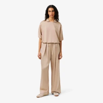 Pantalon oversize en satin élastiqué