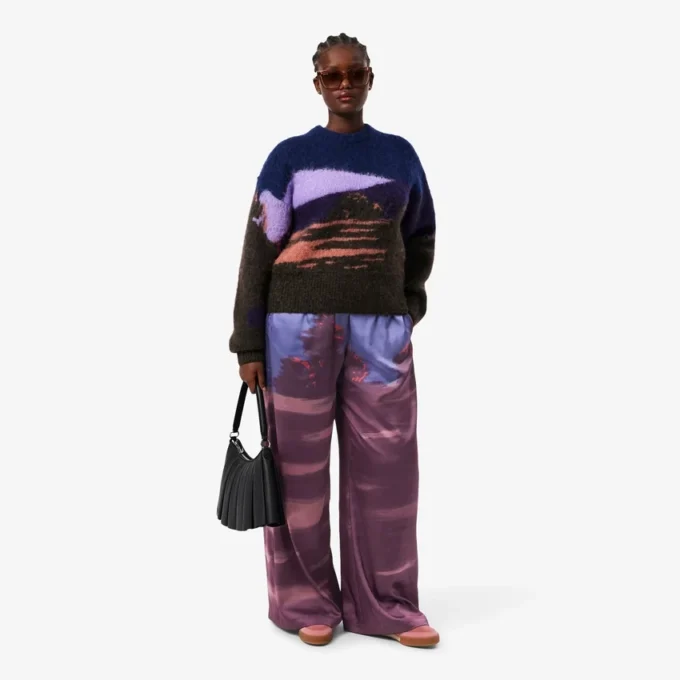 Pantalon oversize imprimé paysage pour femme Pantalon oversize imprimé paysage pour femme