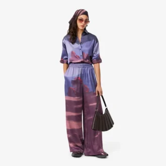 Pantalon oversize imprimé paysage pour femme