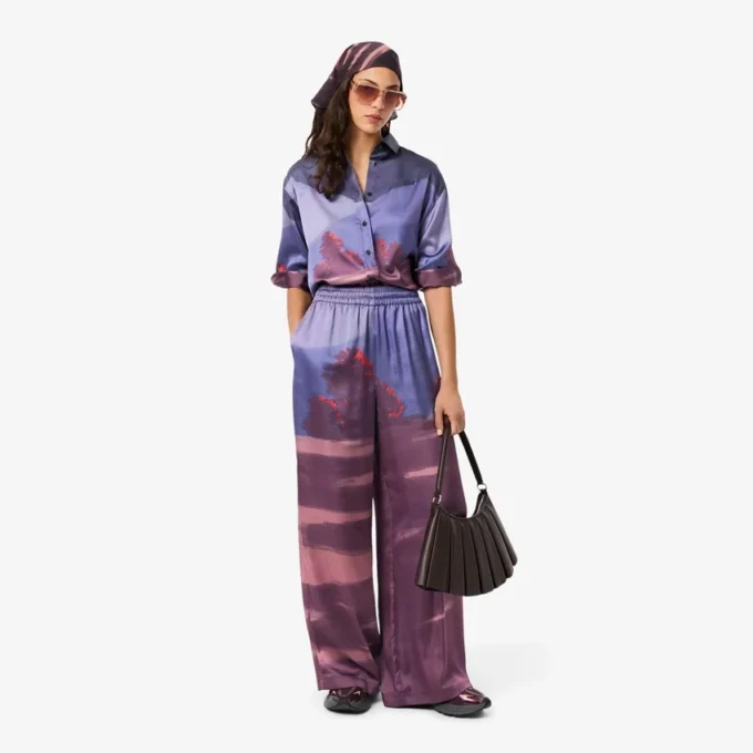 Pantalon oversize imprimé paysage pour femme Pantalon oversize imprimé paysage pour femme