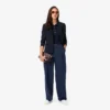 Pantalon plissé oversize en laine mélangée pour femme Pantalon plissé oversize en laine mélangée pour femme