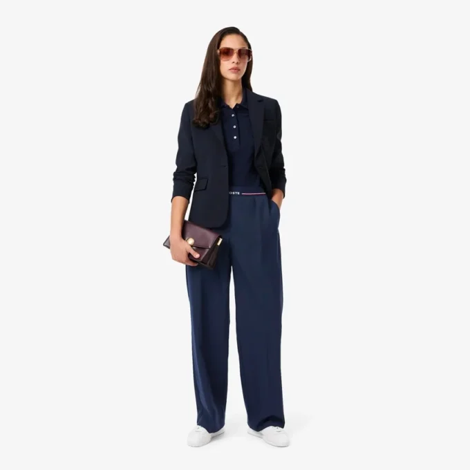 Pantalon plissé oversize en laine mélangée pour femme Pantalon plissé oversize en laine mélangée pour femme