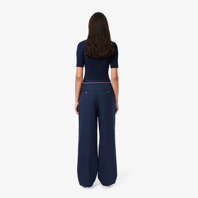 Pantalon plissé oversize en laine mélangée pour femme Pantalon plissé oversize en laine mélangée pour femme