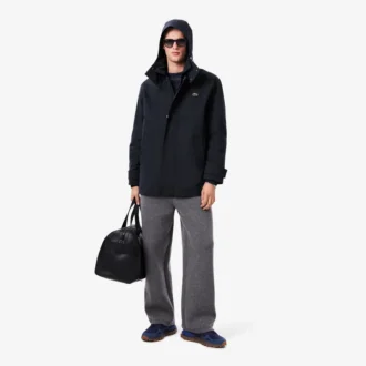 Parka à capuche mi-longue hydrofuge pour homme