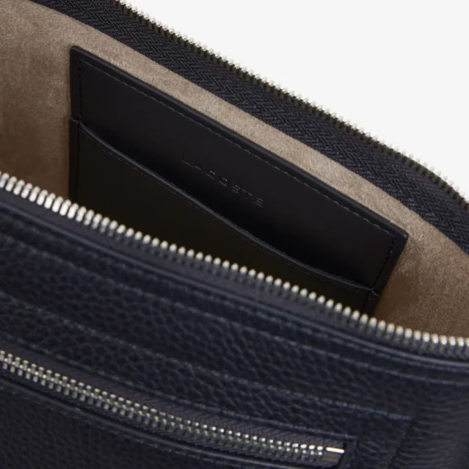 Pochette en cuir grainé Lacoste Club