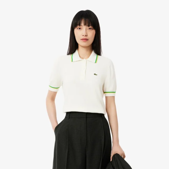 Polo court en coton stretch sans coutures 3D pour femme Polo court en coton stretch sans coutures 3D pour femme