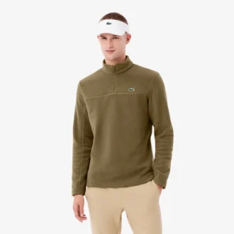 Polo de golf en polaire à fermeture éclair quart de longueur pour homme