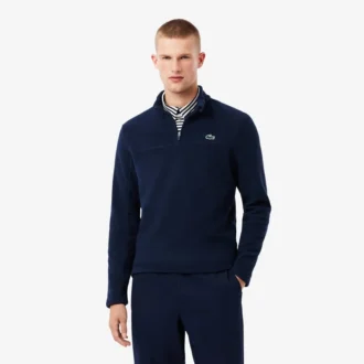 Polo de golf en polaire à fermeture éclair quart de longueur pour homme