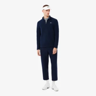 Polo de golf en polaire à fermeture éclair quart de longueur pour homme