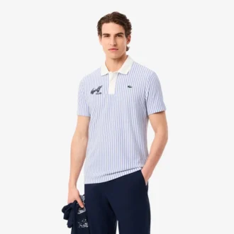 Polo de golf rayé thermorégulateur pour homme
