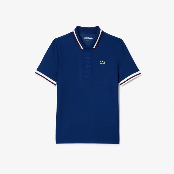 Polo de tennis à col rayé avec protection UV pour femme Polo de tennis à col rayé avec protection UV pour femme