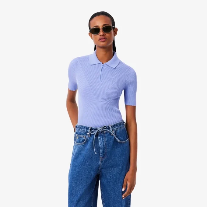 Polo en maille côtelée 3D pour femme Polo en maille côtelée 3D pour femme