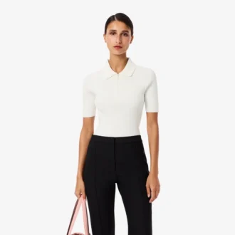 Polo en maille côtelée 3D pour femme