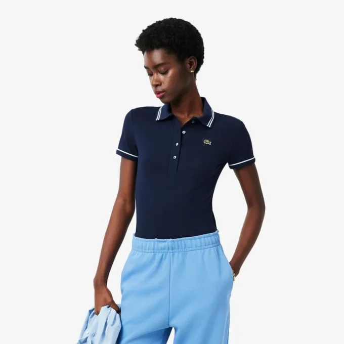 Polo femme L.12.D coupe ajustée avec bordures Polo femme L.12.D coupe ajustée avec bordures
