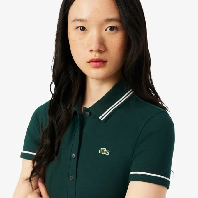 Polo femme L.12.D coupe ajustée avec bordures Polo femme L.12.D coupe ajustée avec bordures