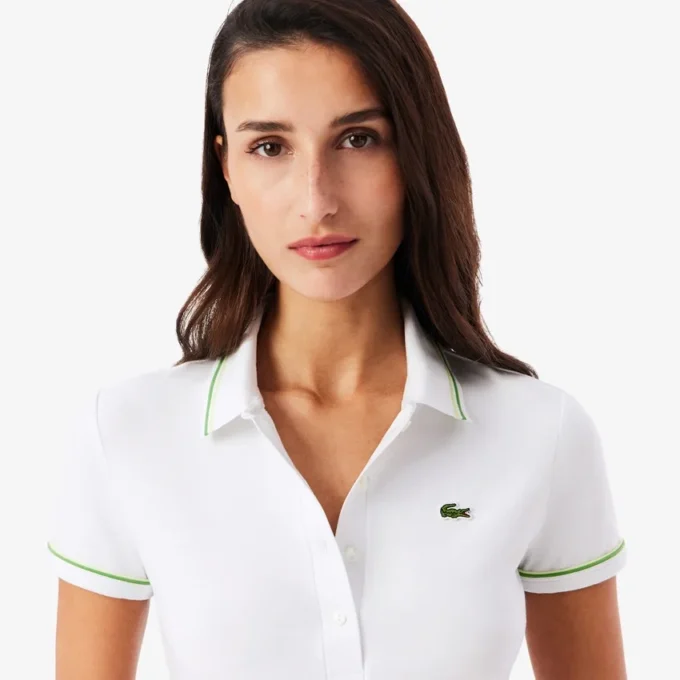 Polo femme L.12.D coupe ajustée avec bordures Polo femme L.12.D coupe ajustée avec bordures