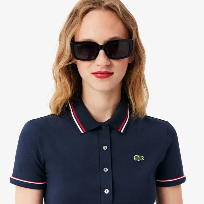 Polo femme L.12.D coupe ajustée avec bordures Polo femme L.12.D coupe ajustée avec bordures