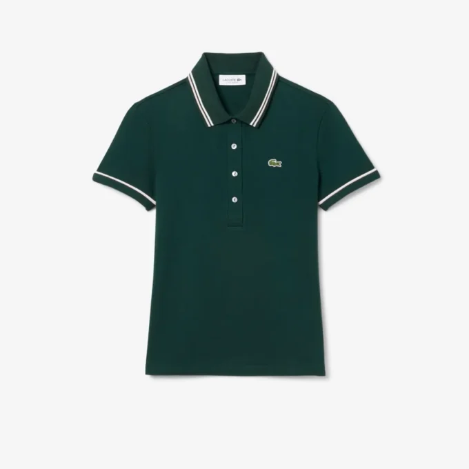 Polo femme L.12.D coupe ajustée avec bordures Polo femme L.12.D coupe ajustée avec bordures