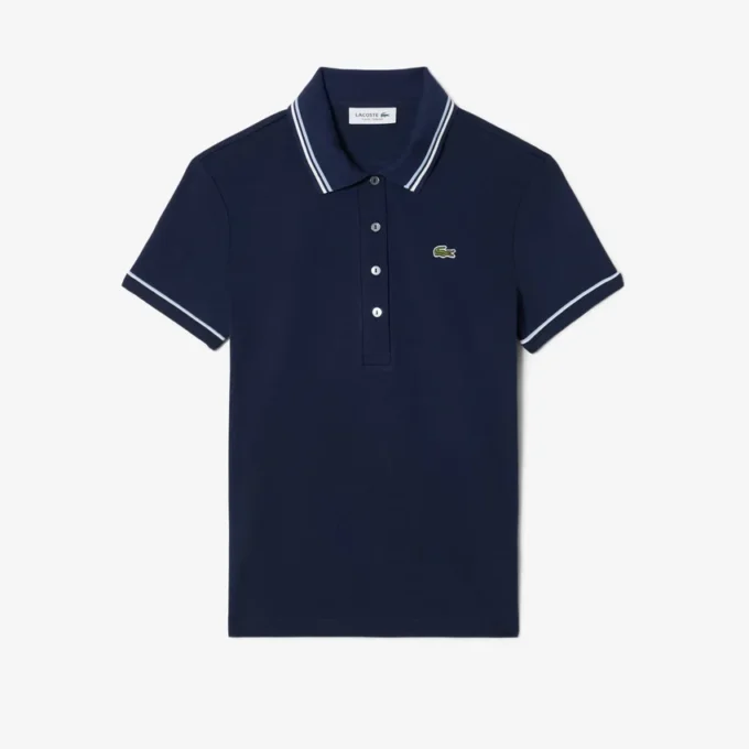 Polo femme L.12.D coupe ajustée avec bordures Polo femme L.12.D coupe ajustée avec bordures