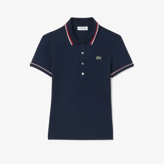 Polo femme L.12.D coupe ajustée avec bordures Polo femme L.12.D coupe ajustée avec bordures