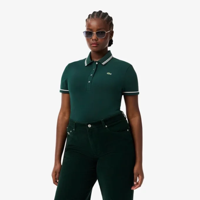 Polo femme L.12.D coupe ajustée avec bordures Polo femme L.12.D coupe ajustée avec bordures