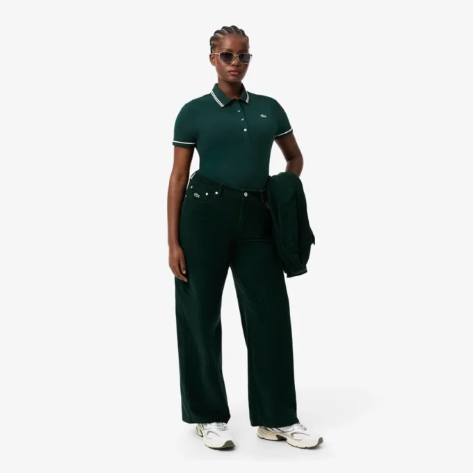 Polo femme L.12.D coupe ajustée avec bordures Polo femme L.12.D coupe ajustée avec bordures
