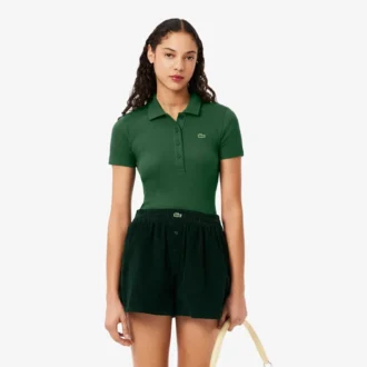 Polo femme slim fit L.12.D en coton côtelé