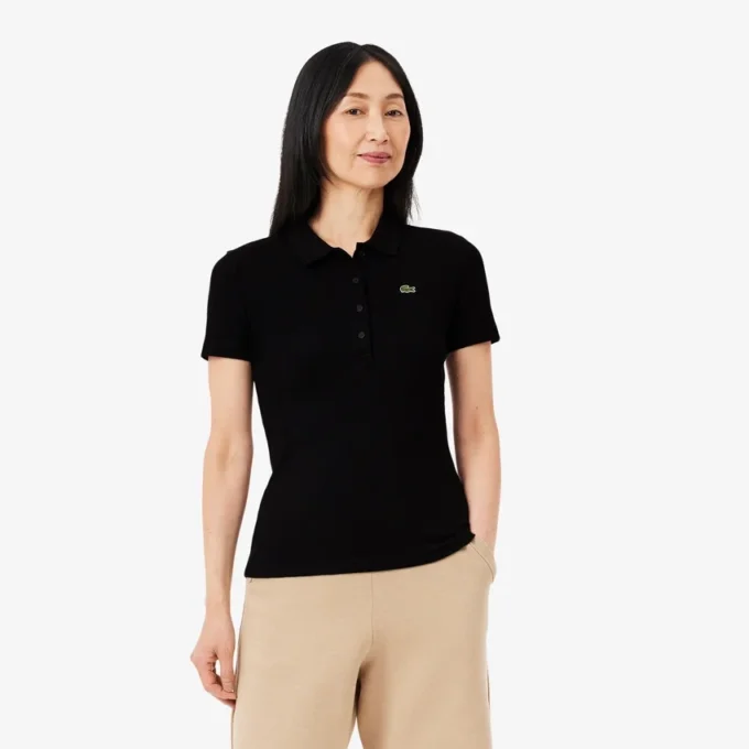 Polo femme slim fit L.12.D en coton côtelé Polo femme slim fit L.12.D en coton côtelé