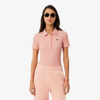 Polo femme slim fit L.12.D en coton côtelé