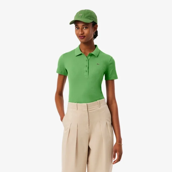 Polo femme slim fit L.12.D en coton côtelé Polo femme slim fit L.12.D en coton côtelé