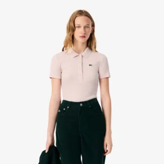 Polo femme slim fit L.12.D en coton côtelé