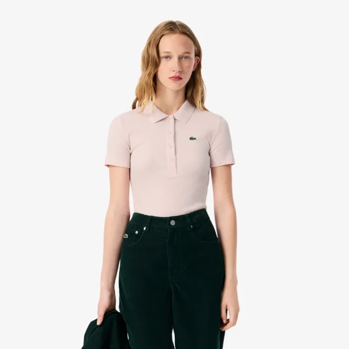 Polo femme slim fit L.12.D en coton côtelé Polo femme slim fit L.12.D en coton côtelé