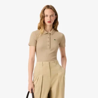 Polo femme slim fit L.12.D en coton côtelé