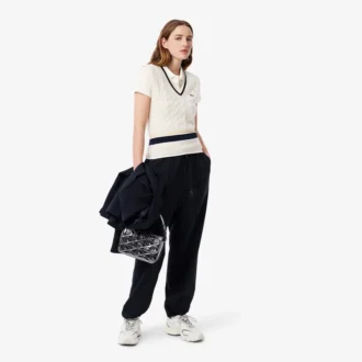 Polo femme slim fit L.12.D en coton côtelé