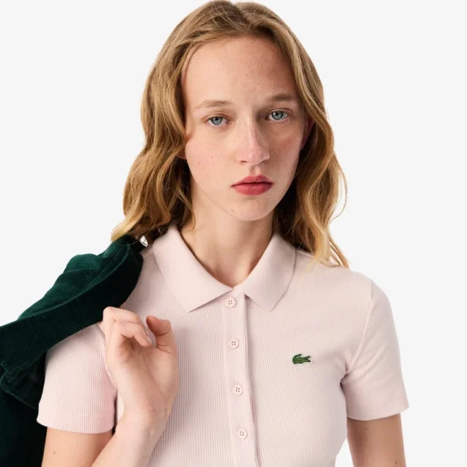 Polo femme slim fit L.12.D en coton côtelé Polo femme slim fit L.12.D en coton côtelé