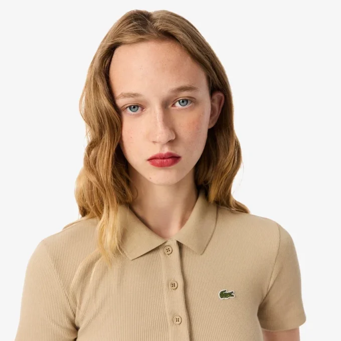 Polo femme slim fit L.12.D en coton côtelé Polo femme slim fit L.12.D en coton côtelé