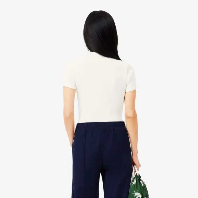 Polo femme slim fit L.12.D en coton côtelé Polo femme slim fit L.12.D en coton côtelé