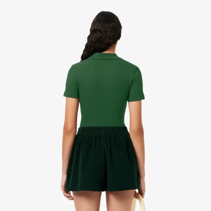 Polo femme slim fit L.12.D en coton côtelé Polo femme slim fit L.12.D en coton côtelé