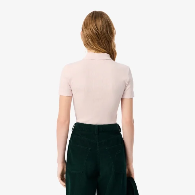 Polo femme slim fit L.12.D en coton côtelé Polo femme slim fit L.12.D en coton côtelé