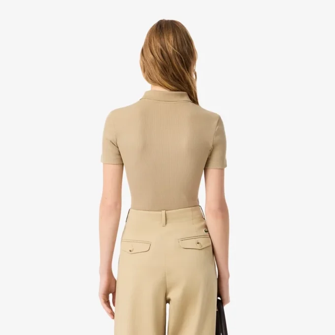 Polo femme slim fit L.12.D en coton côtelé Polo femme slim fit L.12.D en coton côtelé