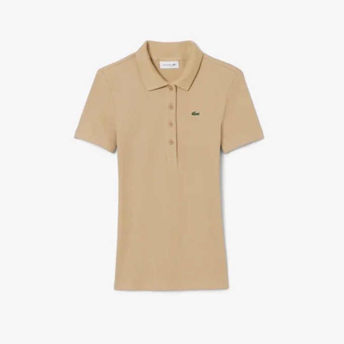 Polo femme slim fit L.12.D en coton côtelé Polo femme slim fit L.12.D en coton côtelé