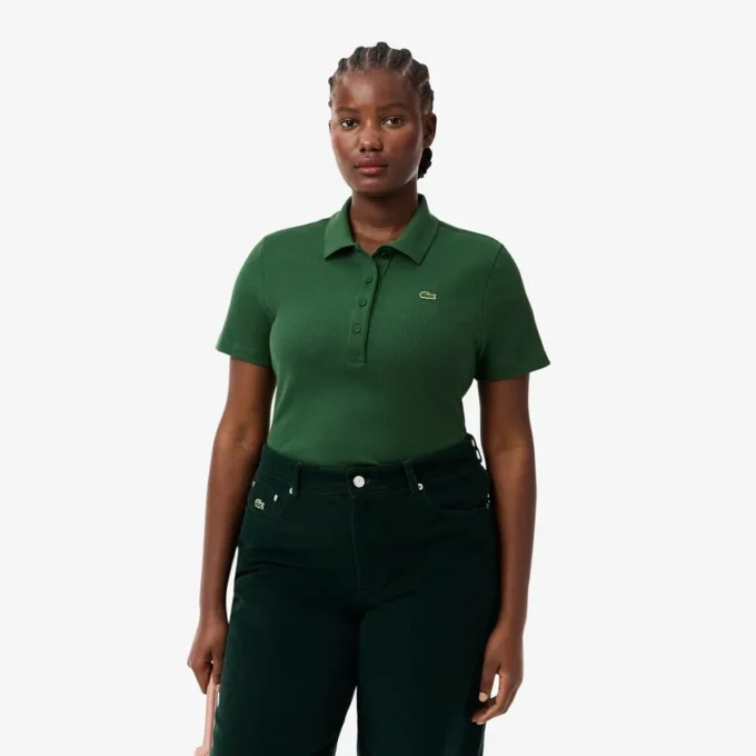 Polo femme slim fit L.12.D en coton côtelé Polo femme slim fit L.12.D en coton côtelé