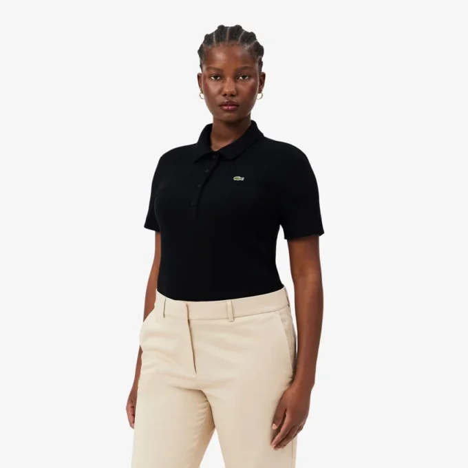 Polo femme slim fit L.12.D en coton côtelé Polo femme slim fit L.12.D en coton côtelé