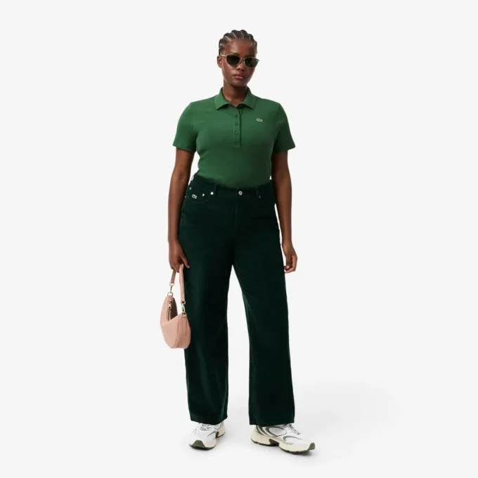 Polo femme slim fit L.12.D en coton côtelé Polo femme slim fit L.12.D en coton côtelé