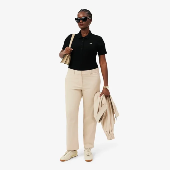 Polo femme slim fit L.12.D en coton côtelé Polo femme slim fit L.12.D en coton côtelé